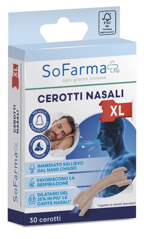 CEROTTO NASALE EXTRA LARGE 6,7 X2CM 30 PEZZI SOFARMAPIU' - farmasorriso.com