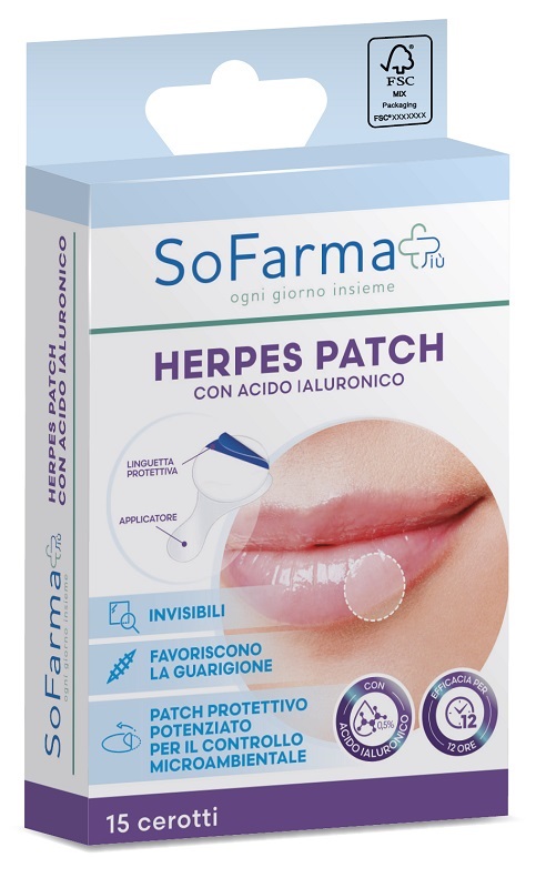 CEROTTO HERPES PATCH CON ACIDO IALURONICO SOFARMAPIU' 15 PEZZI - farmasorriso.com