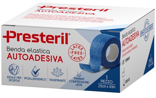 BENDA ELASTICA AUTOADESIVA LATEX FREE PRESTERIL CM 2,5X4,5 M TESI BLU - farmasorriso.com