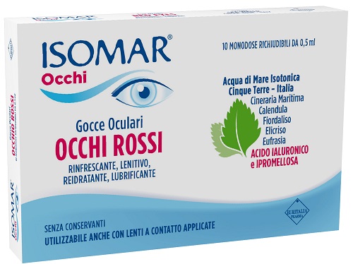 ISOMAR OCCHI ROSSI GOCCE OCULARI ACIDO IALURONICO 0,20% 10 FLACONCINI - farmasorriso.com