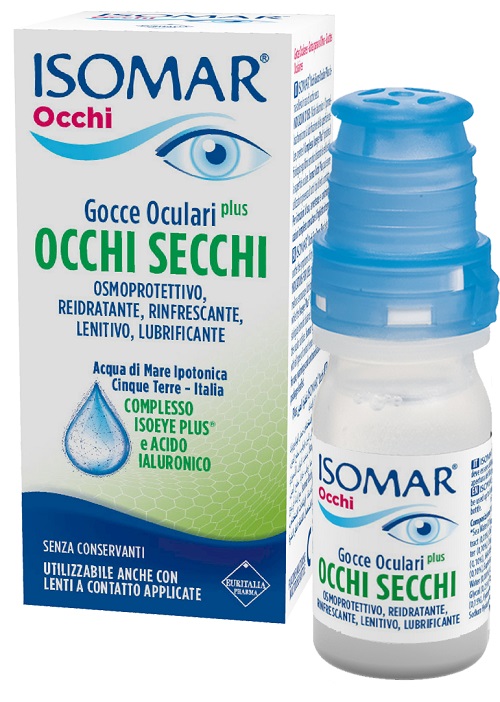 ISOMAR OCCHI SECCHI PLUS GOCCE OCULARI ACIDO IALURONICO 0,20% 10 ML - farmasorriso.com